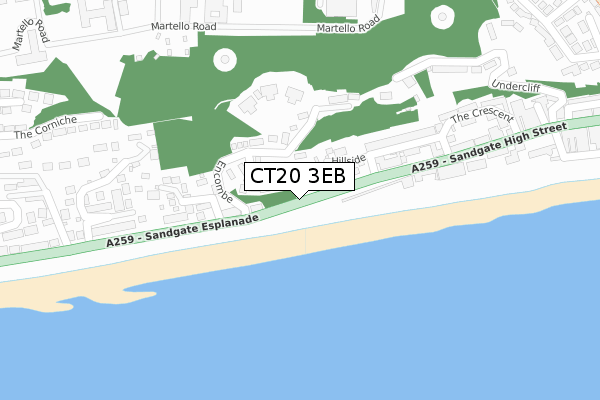 CT20 3EB map - large scale - OS Open Zoomstack (Ordnance Survey)