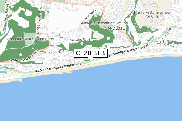 CT20 3EB map - small scale - OS Open Zoomstack (Ordnance Survey)