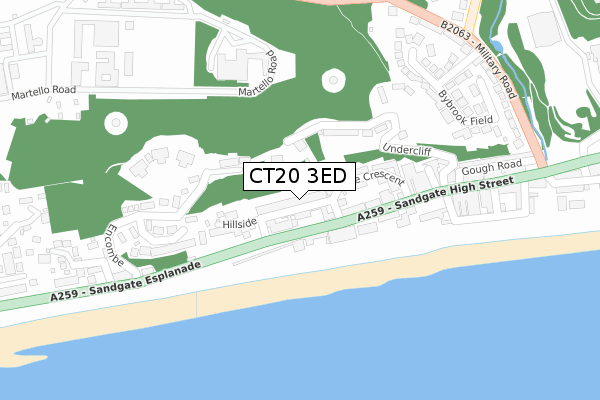 CT20 3ED map - large scale - OS Open Zoomstack (Ordnance Survey)