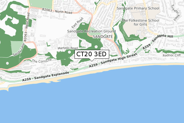 CT20 3ED map - small scale - OS Open Zoomstack (Ordnance Survey)