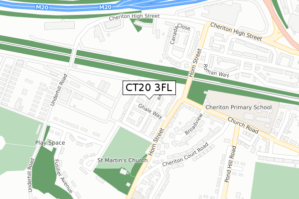 CT20 3FL map - large scale - OS Open Zoomstack (Ordnance Survey)