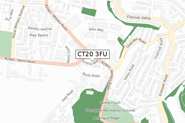 CT20 3FU map - large scale - OS Open Zoomstack (Ordnance Survey)