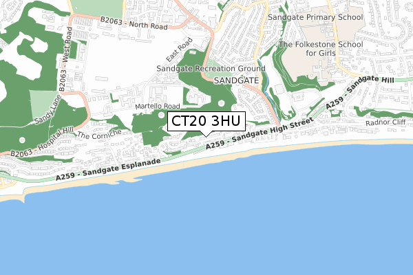 CT20 3HU map - small scale - OS Open Zoomstack (Ordnance Survey)