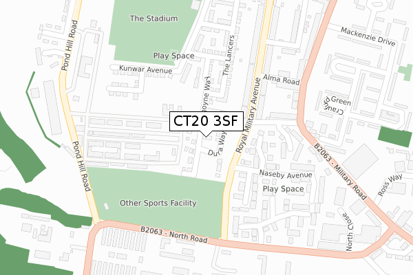 CT20 3SF map - large scale - OS Open Zoomstack (Ordnance Survey)