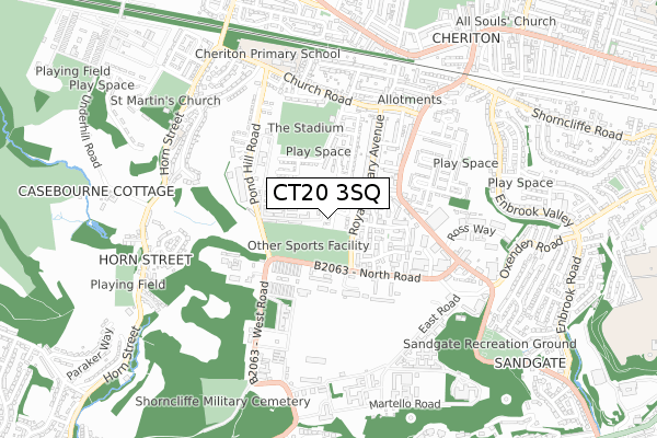 CT20 3SQ map - small scale - OS Open Zoomstack (Ordnance Survey)