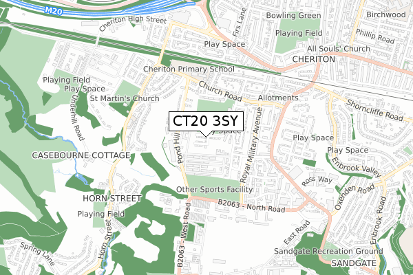 CT20 3SY map - small scale - OS Open Zoomstack (Ordnance Survey)