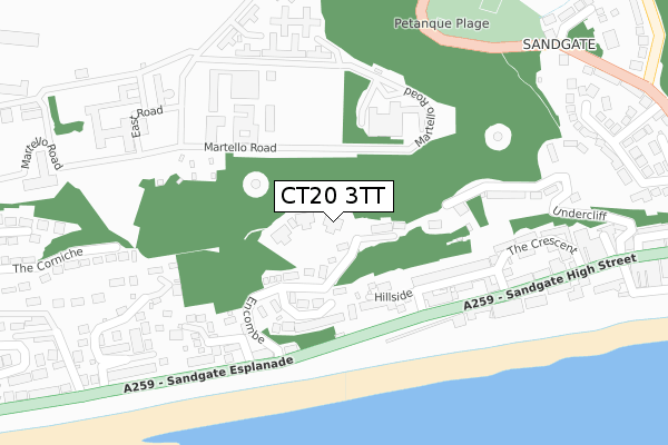 CT20 3TT map - large scale - OS Open Zoomstack (Ordnance Survey)