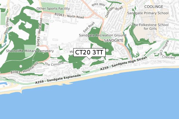 CT20 3TT map - small scale - OS Open Zoomstack (Ordnance Survey)