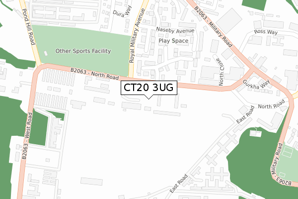 CT20 3UG map - large scale - OS Open Zoomstack (Ordnance Survey)