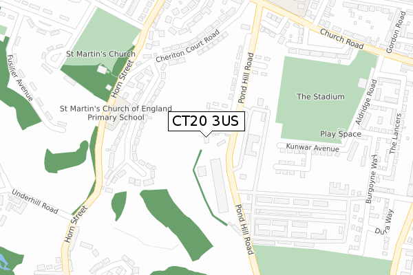 CT20 3US map - large scale - OS Open Zoomstack (Ordnance Survey)