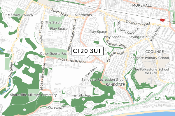 CT20 3UT map - small scale - OS Open Zoomstack (Ordnance Survey)