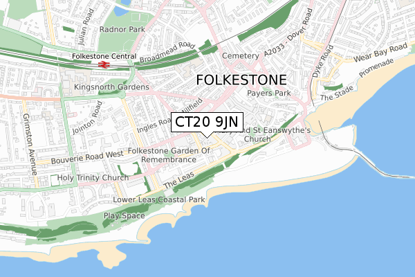 CT20 9JN map - small scale - OS Open Zoomstack (Ordnance Survey)