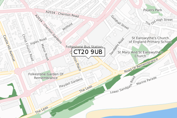 CT20 9UB map - large scale - OS Open Zoomstack (Ordnance Survey)