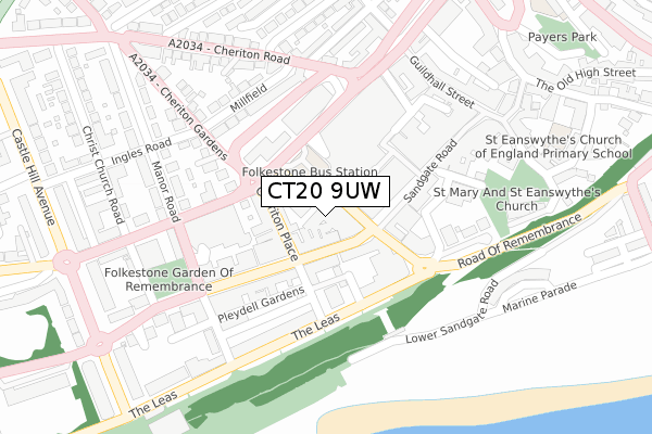 CT20 9UW map - large scale - OS Open Zoomstack (Ordnance Survey)