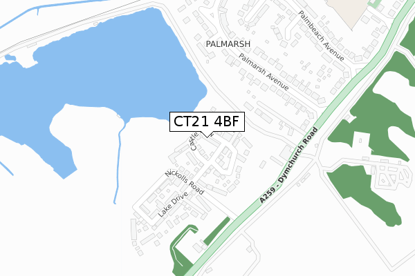 CT21 4BF map - large scale - OS Open Zoomstack (Ordnance Survey)