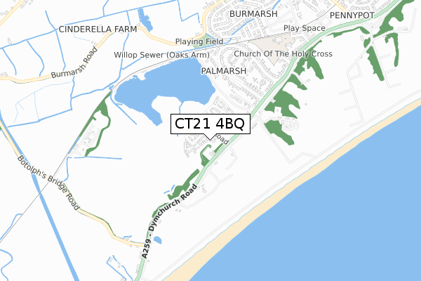 CT21 4BQ map - small scale - OS Open Zoomstack (Ordnance Survey)