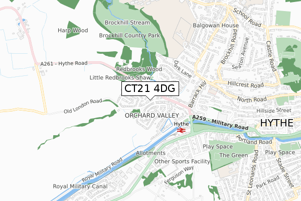 CT21 4DG map - small scale - OS Open Zoomstack (Ordnance Survey)