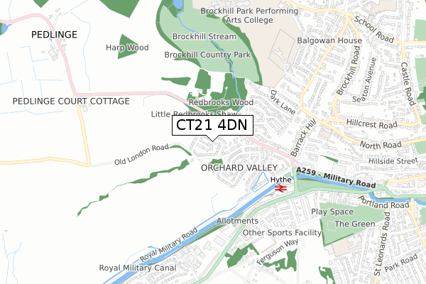 CT21 4DN map - small scale - OS Open Zoomstack (Ordnance Survey)