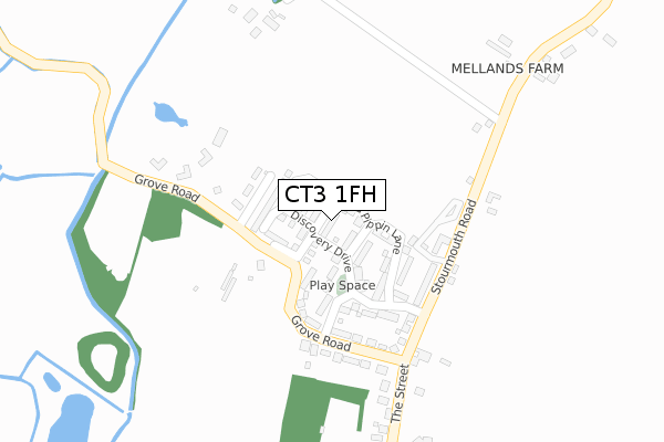 CT3 1FH map - large scale - OS Open Zoomstack (Ordnance Survey)