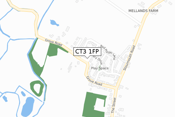 CT3 1FP map - large scale - OS Open Zoomstack (Ordnance Survey)