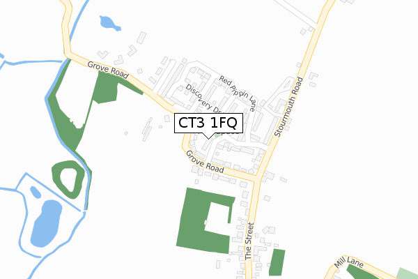 CT3 1FQ map - large scale - OS Open Zoomstack (Ordnance Survey)