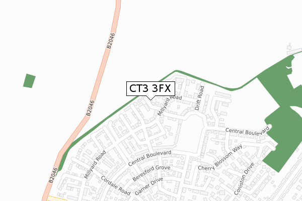 CT3 3FX map - large scale - OS Open Zoomstack (Ordnance Survey)