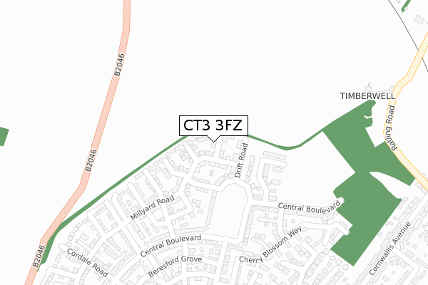 CT3 3FZ map - large scale - OS Open Zoomstack (Ordnance Survey)