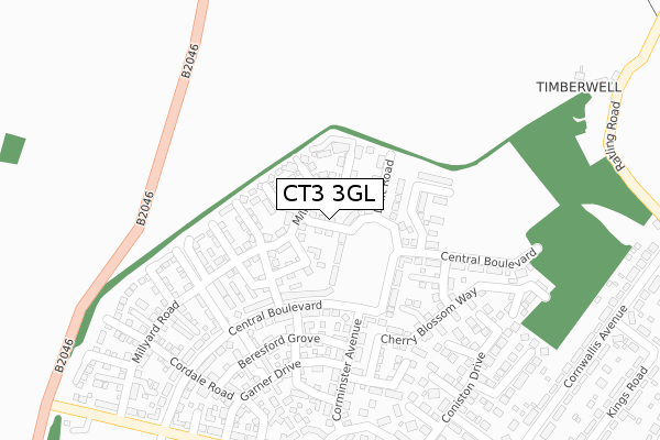 CT3 3GL map - large scale - OS Open Zoomstack (Ordnance Survey)