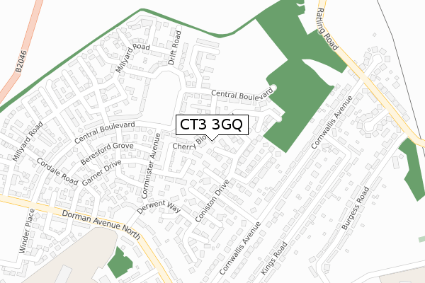 CT3 3GQ map - large scale - OS Open Zoomstack (Ordnance Survey)