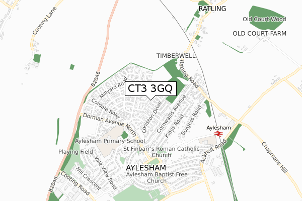 CT3 3GQ map - small scale - OS Open Zoomstack (Ordnance Survey)