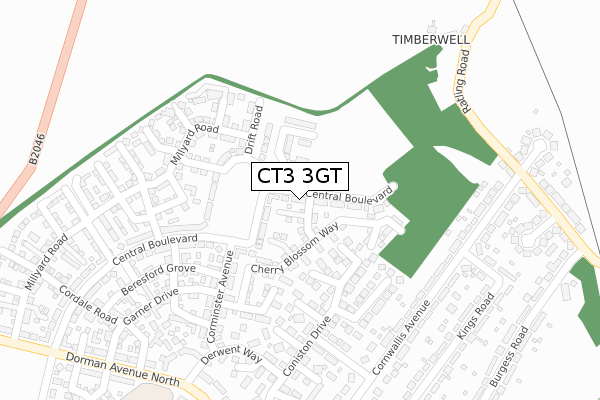 CT3 3GT map - large scale - OS Open Zoomstack (Ordnance Survey)