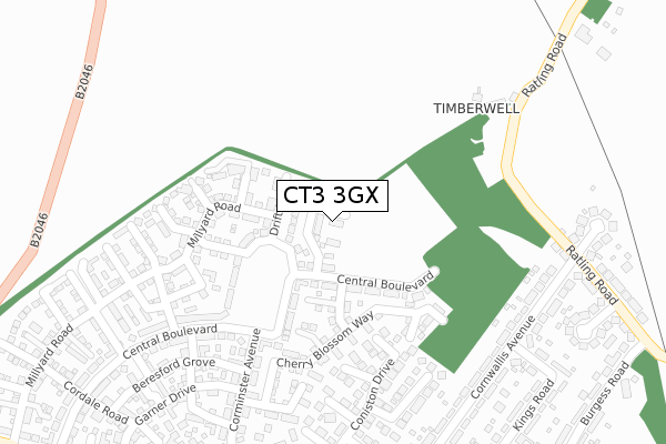 CT3 3GX map - large scale - OS Open Zoomstack (Ordnance Survey)