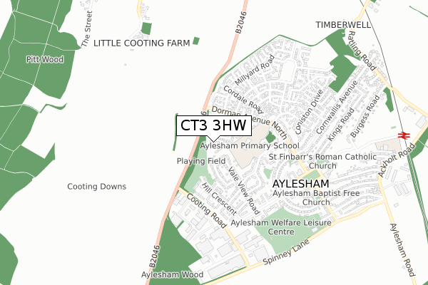 CT3 3HW map - small scale - OS Open Zoomstack (Ordnance Survey)