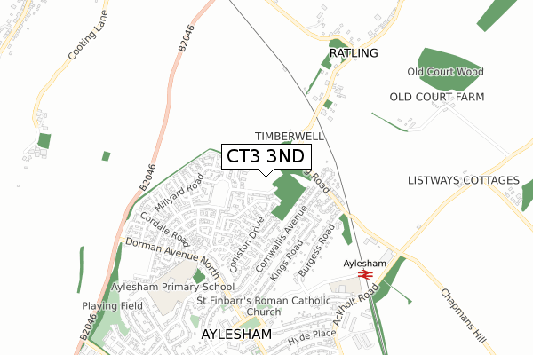 CT3 3ND map - small scale - OS Open Zoomstack (Ordnance Survey)