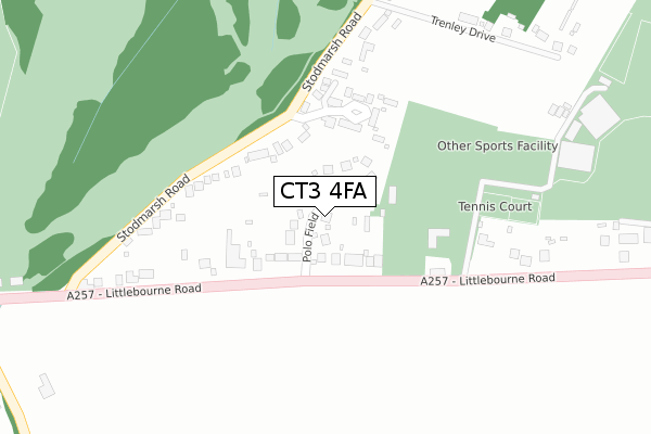 CT3 4FA map - large scale - OS Open Zoomstack (Ordnance Survey)