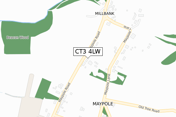 CT3 4LW map - large scale - OS Open Zoomstack (Ordnance Survey)