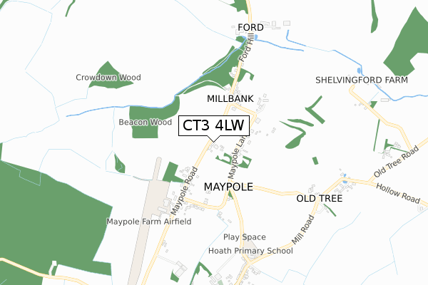 CT3 4LW map - small scale - OS Open Zoomstack (Ordnance Survey)