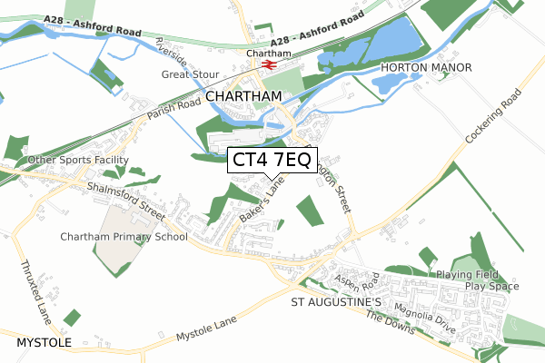 CT4 7EQ map - small scale - OS Open Zoomstack (Ordnance Survey)