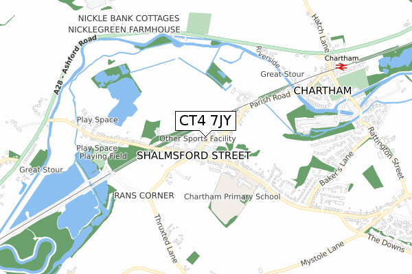 CT4 7JY map - small scale - OS Open Zoomstack (Ordnance Survey)