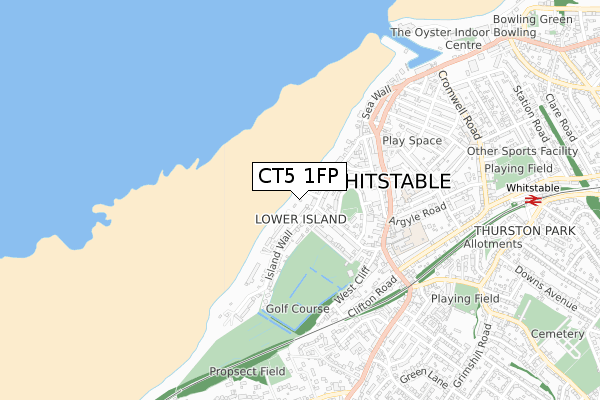 CT5 1FP map - small scale - OS Open Zoomstack (Ordnance Survey)