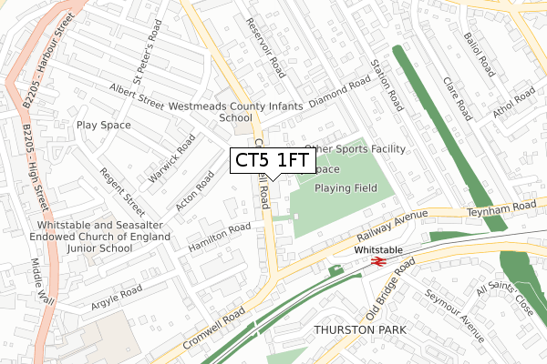 CT5 1FT map - large scale - OS Open Zoomstack (Ordnance Survey)