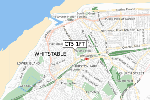 CT5 1FT map - small scale - OS Open Zoomstack (Ordnance Survey)