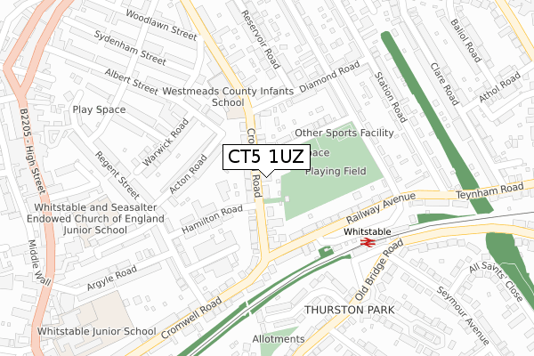 CT5 1UZ map - large scale - OS Open Zoomstack (Ordnance Survey)