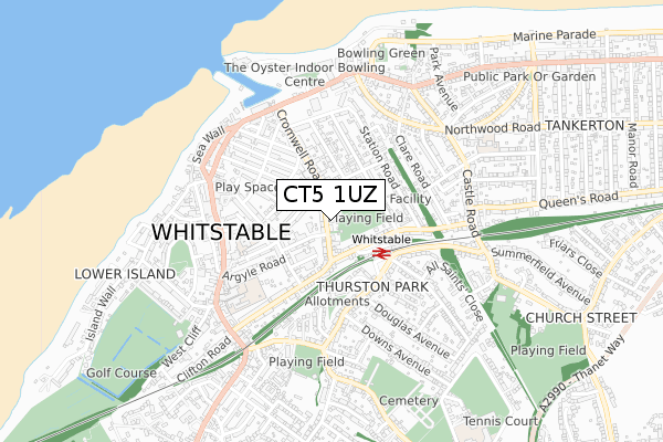 CT5 1UZ map - small scale - OS Open Zoomstack (Ordnance Survey)