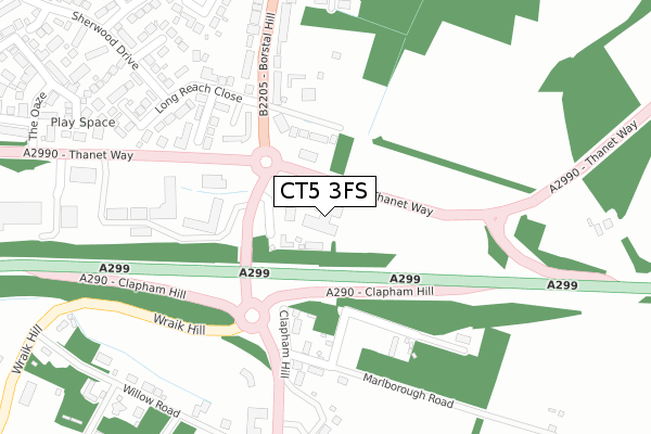 CT5 3FS map - large scale - OS Open Zoomstack (Ordnance Survey)