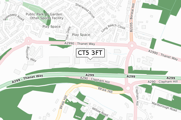 CT5 3FT map - large scale - OS Open Zoomstack (Ordnance Survey)