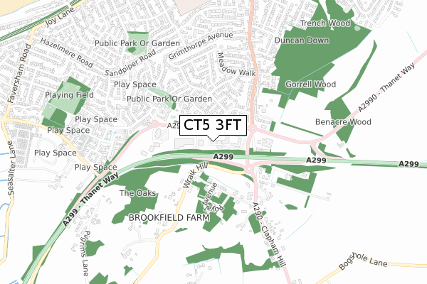 CT5 3FT map - small scale - OS Open Zoomstack (Ordnance Survey)