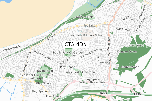 CT5 4DN map - small scale - OS Open Zoomstack (Ordnance Survey)