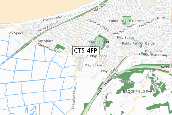 CT5 4FP map - small scale - OS Open Zoomstack (Ordnance Survey)