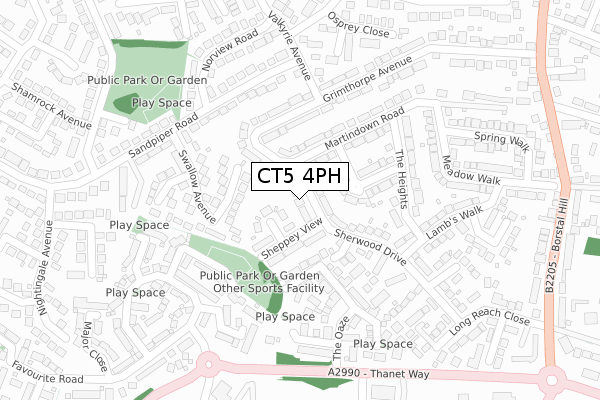 CT5 4PH map - large scale - OS Open Zoomstack (Ordnance Survey)